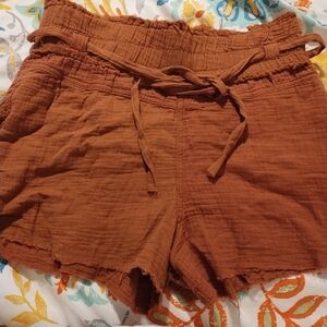 Rewash Rust Gauze Paper Bag Shorts